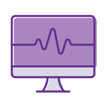 Computer monitor icon with heartbeat wave, Heart Activity, Harmony Head to Head Study, advanced melanoma, skin cancer