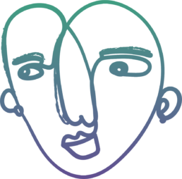 Abstract human face made out of a continuous line, Harmony Head to Head Study, advanced melanoma, skin cancer